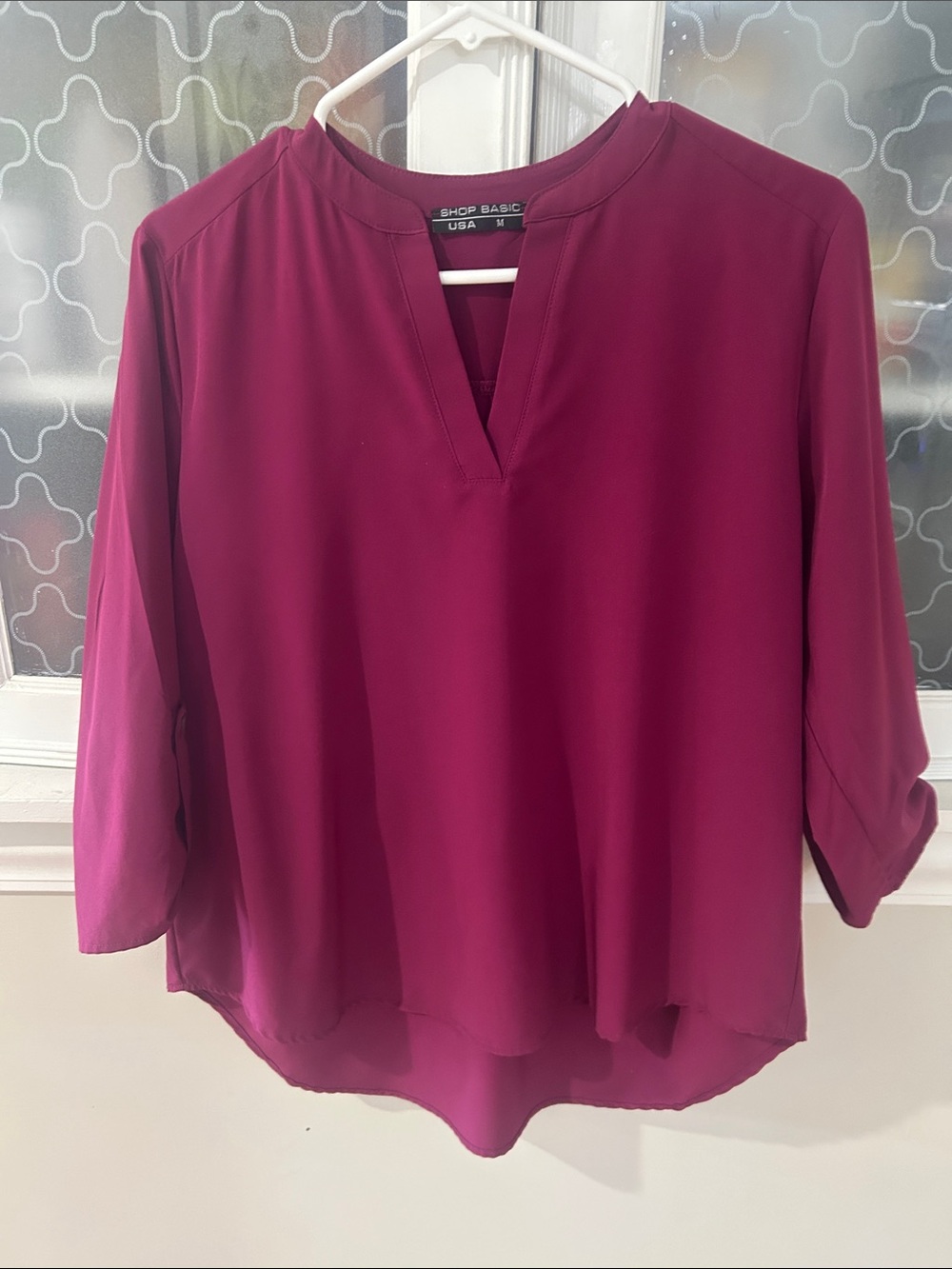 Shop Basics Women's Deep Berry Split-Neck Blouse